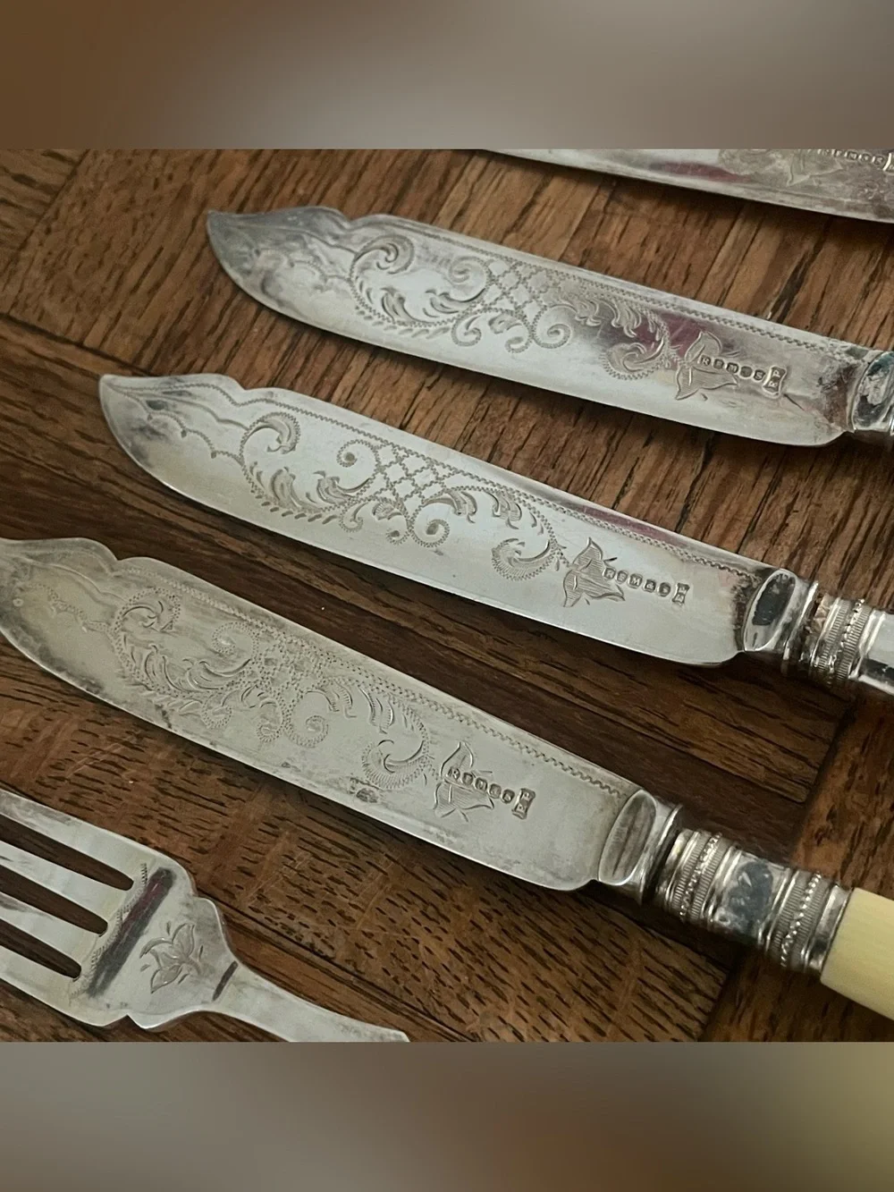 Antique Victorian R.F. Mosley Sheffield Silverplate Fish Set 11pc